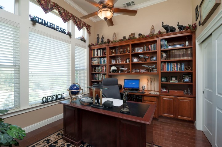 office/den features custom built-in cabinetry and closet, full internet hookups.